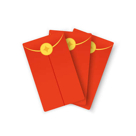 Chinese reward. Red paper pack. Envelope vector. Year of the Tiger. Red pack. zodiac. A red envelope containing money for children during the Chinese New Year.のイラスト素材