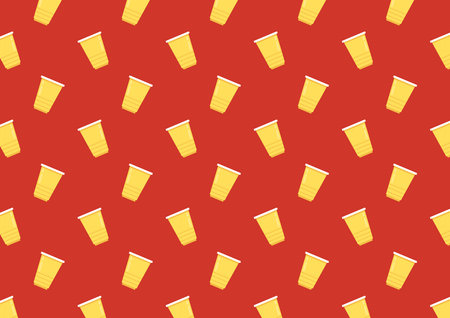 Yellow party cup pattern wallpaper. background, vector illustration. Yellow beer cup vector. Beer...