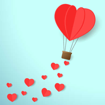 Valentine's poster design. Valentine's day illustration. Heart balloon 3d vector. Paper style realistic valentines day card.のイラスト素材