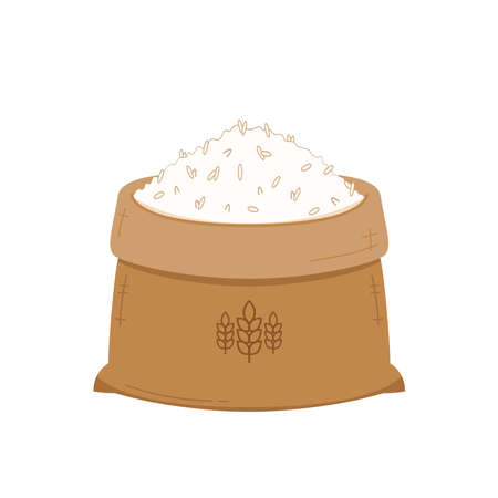 Rice sack cartoon vector. Rice bag. symbol. Paddy vector.のイラスト素材