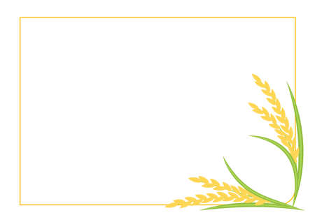 Rice plant circle sign. Wheat frame. free space for text. copy space.のイラスト素材