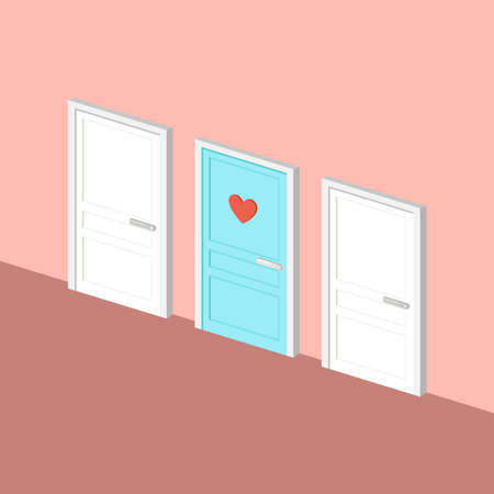 Heart door cartoon vector. free space for text. wallpaper. Valentine day sign.のイラスト素材