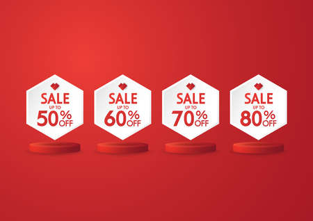 Valentine sale poster. Sale on 3d Heart for website banner or poster sale. Pastel color, Vector illustration.のイラスト素材