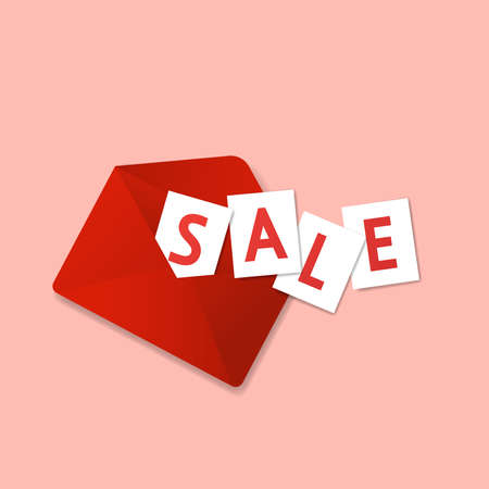 Valentine sale poster. Sale on 3d Heart for website banner or poster sale. Pastel color, Vector illustration.のイラスト素材