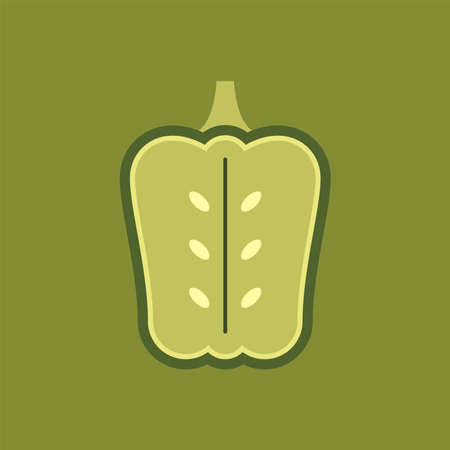 Bell Pepper  design. Green Paprika, Bell Pepper Icon vector.のイラスト素材