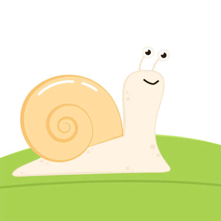 Snail vector. Snail on green leaf. Snail cartoon vector.のイラスト素材