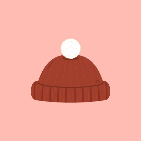 knitted hat cartoon vector. Red knitted hat.