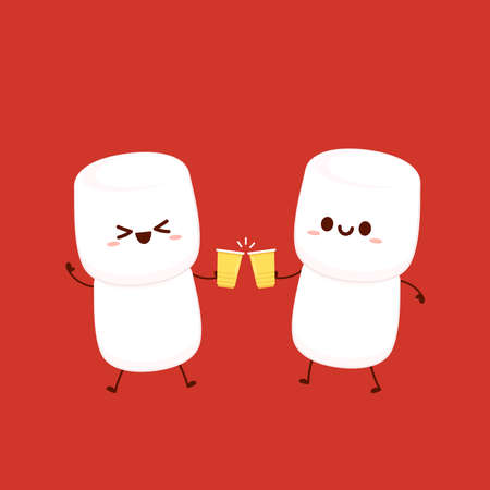 Marshmallow cartoon. marshmallow character design. Marshmallow vector.のイラスト素材