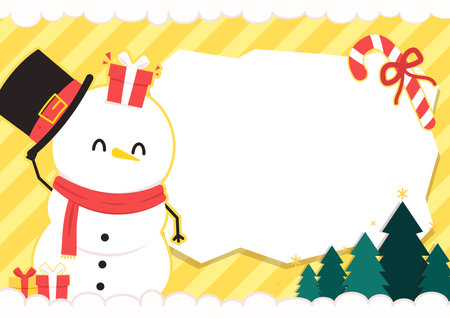 Christmas label vector. free space for text. Sale card. Snowman character design.のイラスト素材