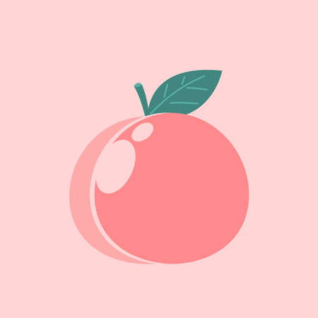 Peach vector. Peach heart vector. Peach on pastel background. Peach logo design.のイラスト素材