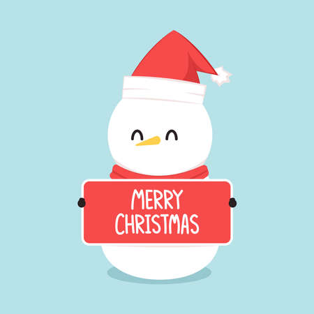 Snowman character design. Snowman vector illustration on blue background.のイラスト素材