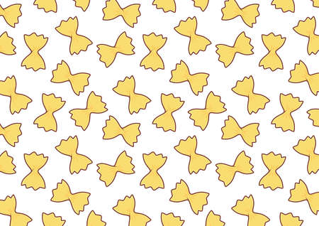 Farfalle pasta pattern wallpaper. Farfalle pasta on white background.のイラスト素材
