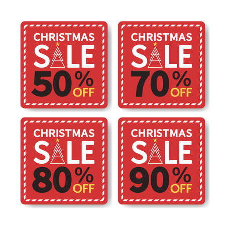 Christmas sale poster. Christmas and New Year Sale Gift Voucher, Discount Coupon Template Vector Illustration.のイラスト素材