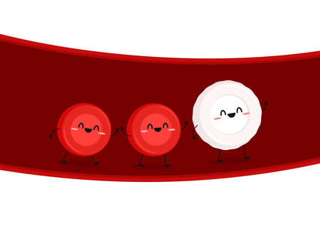 Blood vessel cartoon vector. Blood character design. Red and White Blood cell cartoon vector.