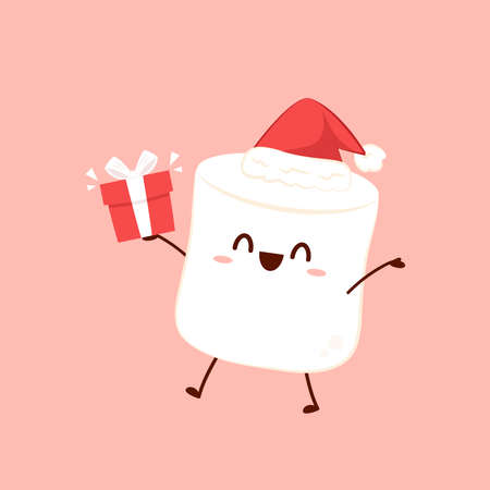 Marshmallow cartoon. marshmallow character design. Marshmallow vector.のイラスト素材