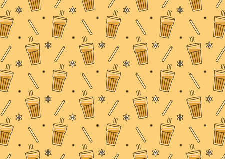 Indian drink vector. Indian chai pattern wallpaper. Chai is Indian drink.のイラスト素材