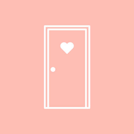 Heart door cartoon vector. Heart door icon. Valentine day sign.のイラスト素材