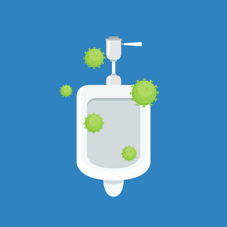 Urinal on isolated background, Vector of flat icon. Virus in Urinal. Bacteria vector. Virus vector....