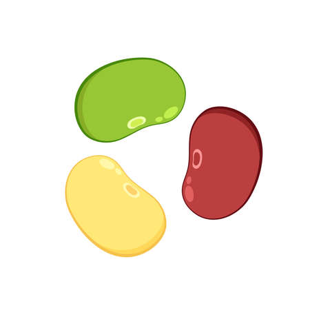 Mung bean, Kidney bean and Soy bean on white background. Bean logo design.のイラスト素材