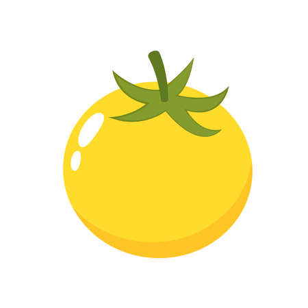 Yellow tomato cartoon vector. Tomato on white background.のイラスト素材