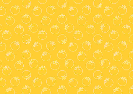 Yellow tomato doodle pattern. wallpaper. Tomato symbol. sign. background.のイラスト素材