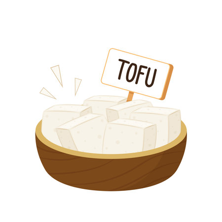 Tofu in bowl. Tofu isolated on white background. Vegetarian nutrition, healthy food.のイラスト素材