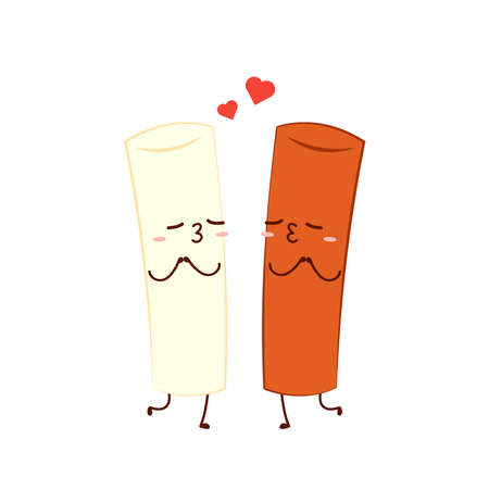 Tteokbokki noodle vector. Tteokbokki character design. Spicy rice cake. Korean food.のイラスト素材