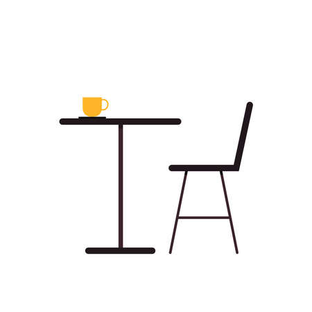 A coffee cup on the table. Yellow coffee cup cartoon vector.のイラスト素材