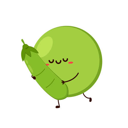Peas character design. Peas on white background.のイラスト素材