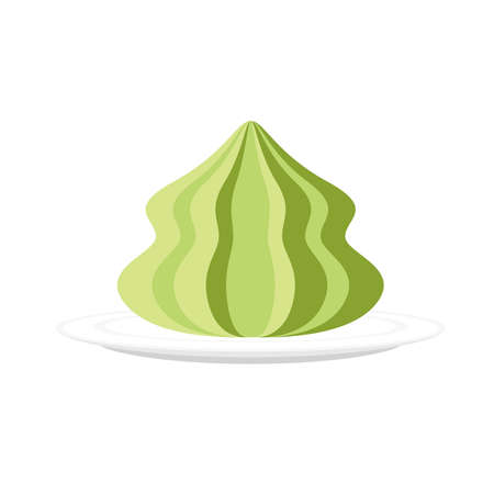 Wasabi on white background.  Wasabi on plate.のイラスト素材