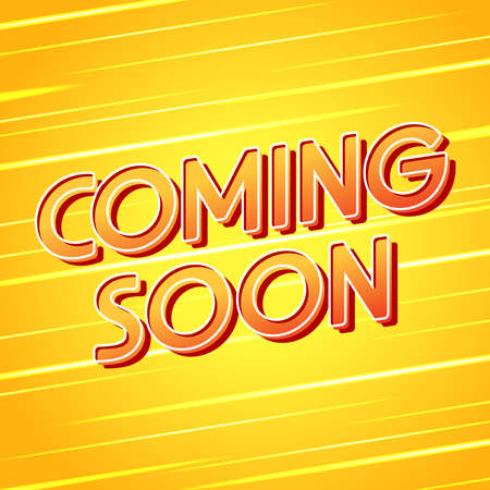 Coming soon with design. Vector illustration on yellow background.のイラスト素材