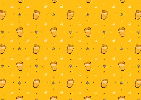 Indian drink vector. Indian chai pattern wallpaper. Chai is Indian drink.のイラスト素材