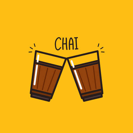 Indian hot drink vector. Indian chai icon. Chai is Indian drink.のイラスト素材