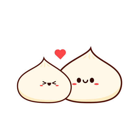 Steamed cartoon vector. Cute "steamed bun". Chinese steamed bun.のイラスト素材