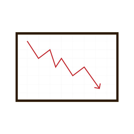 Graph down on white board. Business vector.