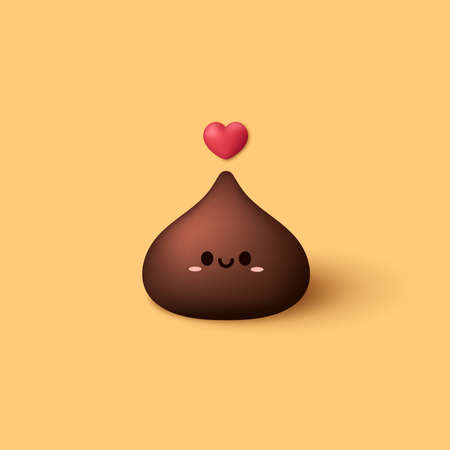 Dark chocolate chip 3d style. Dark chocolate chip vector on pink background. Chocolate chips ingredient.のイラスト素材