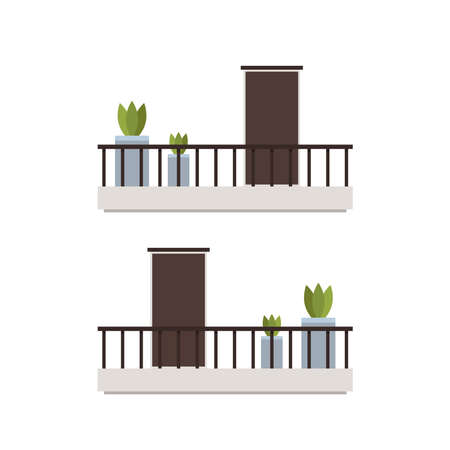 Balcony vector. free space for text. wallpaper. Door vector. Door and Window.のイラスト素材