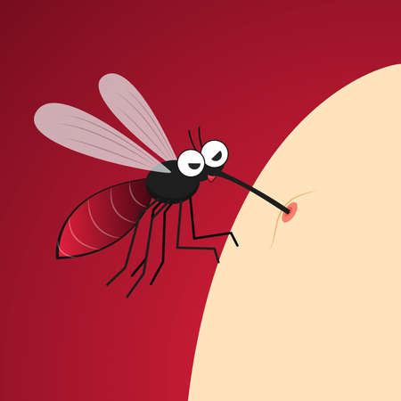 Mosquito bites. mosquito cartoon. wallpaper. free space for text. copy space.のイラスト素材
