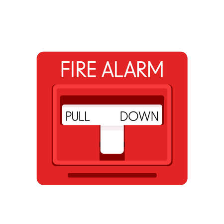 Fire alarm cartoon vector. Fire alarm system. Fire equipment. Vector illustration in flat style. Fire drill station iconのイラスト素材