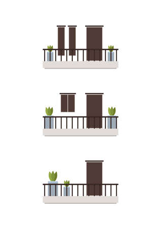 Balcony vector. free space for text. wallpaper. Door vector. Door and Window.のイラスト素材