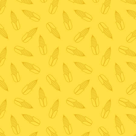 Corn icon. Corn doodle pattern wallpaper. Corn on yellow background.のイラスト素材