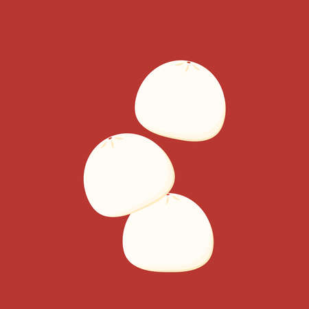 Chinese Steam Bun illustration vector. Asian food vector illustration. Baozi or bao is Chinese food.のイラスト素材