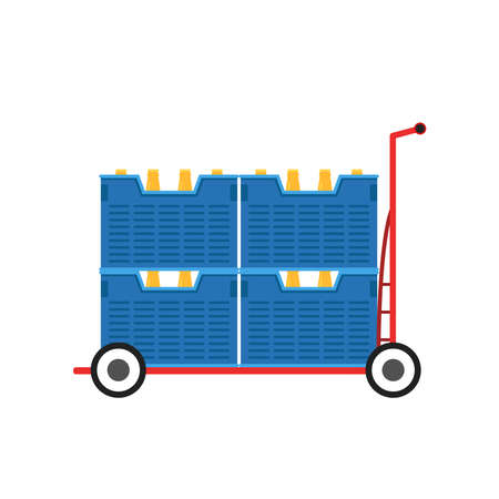 Trolley Crate vector. free space for text. wallpaper. Bottle in crate. cart vector. Trolley Crate beer on cart.のイラスト素材