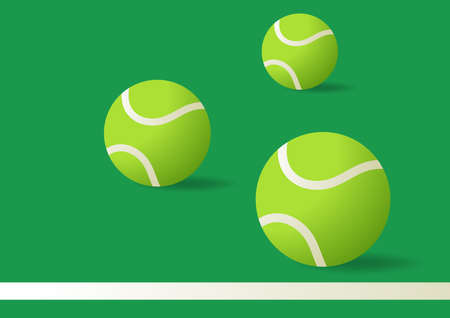 Tennis ball vector. Tennis ball in the field. wallpaper. free space for text. copy space.のイラスト素材