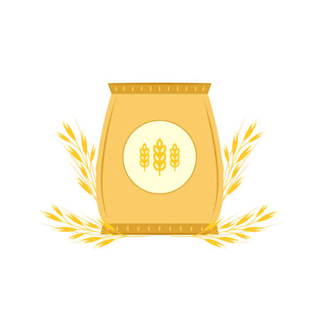 Rice sack cartoon vector. Rice bag. symbol. Paddy vector.のイラスト素材