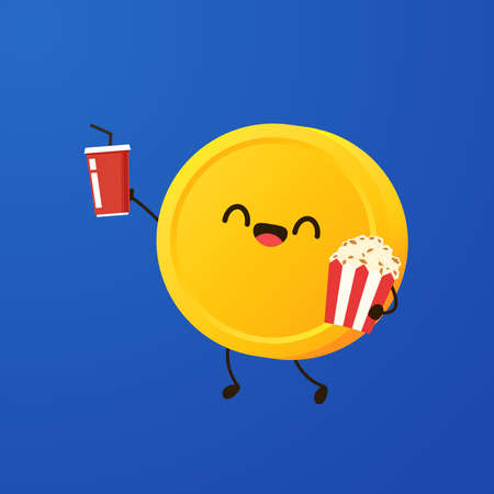 Cute gold coin mascot. Coin character design. Gold coin. wallpaper.のイラスト素材