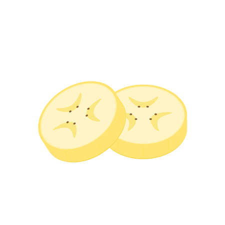 Banana slices isolated on a white background. Banana icon vector.のイラスト素材