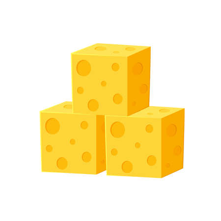 Cheese cartoon. Cube Cheese vector isolated on white background.のイラスト素材