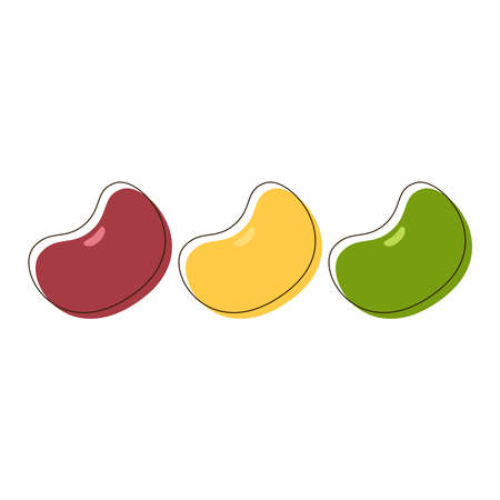 Mung bean, Kidney bean and Soy bean on white background.のイラスト素材