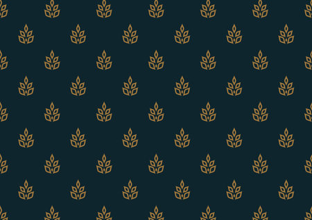 Wheat pattern. Vector floral damask pattern. Elegant abstract art nouveau background. Classic flower motif texture.のイラスト素材